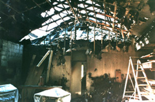 Fire damage at the old workshop, March 2000